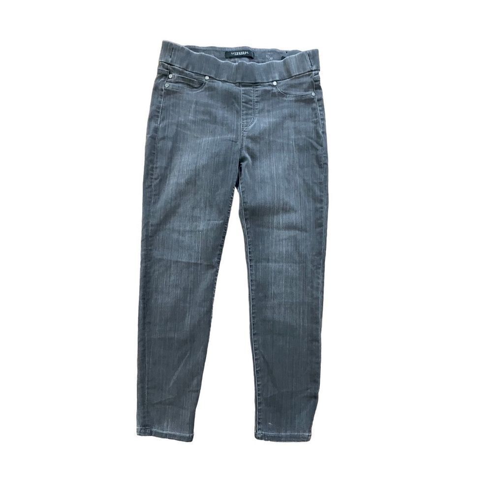 Liverpool faded washed black denim‎ the ankle leggings pull on jeans sz 10